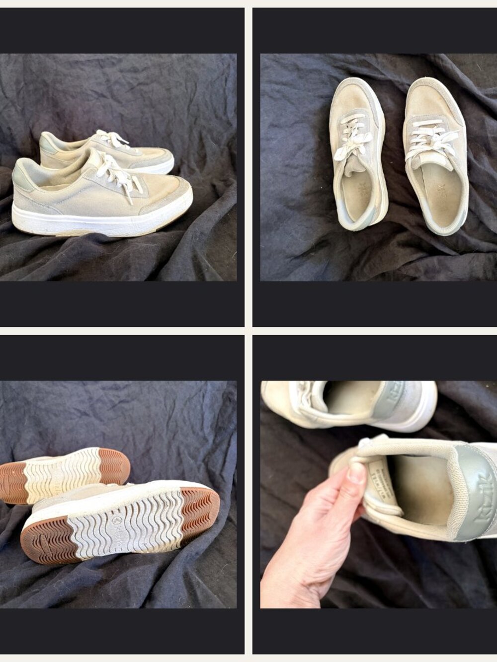 Kizik Prague Greige Taupe Gray Hands-Free Canvas Suede Sneakers